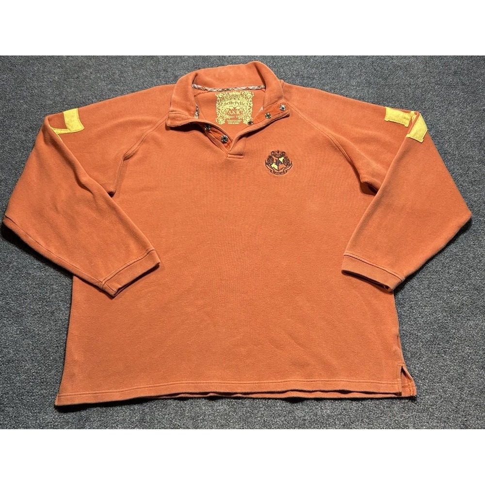 Vintage Pelle Pelle Rugby Sweater Mens 3XL Orange Streetwear Casual Preppy